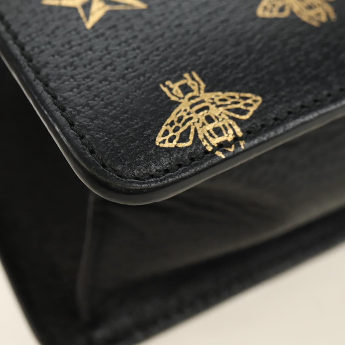 GUCCI Bee & Star Sherry Line Bag Leather 3way Black Gold 470270 Auth 181527SAV
