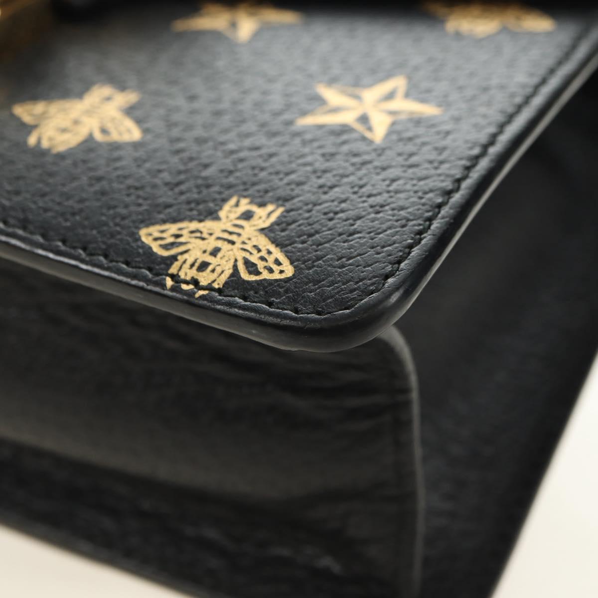 GUCCI Bee & Star Sherry Line Bag Leather 3way Black Gold 470270 Auth 181527SAV