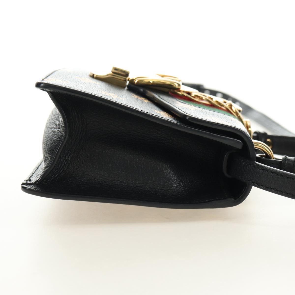 GUCCI Bee & Star Sherry Line Bag Leather 3way Black Gold 470270 Auth 181527SAV