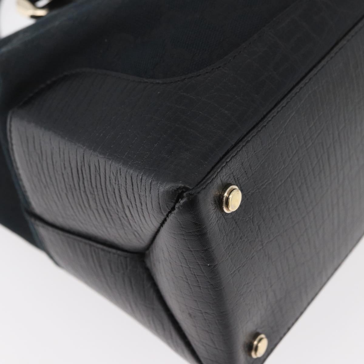 GUCCI GG Canvas Web Sherry Line Hand Bag Black Gold Red 131325 Auth 181528SAV