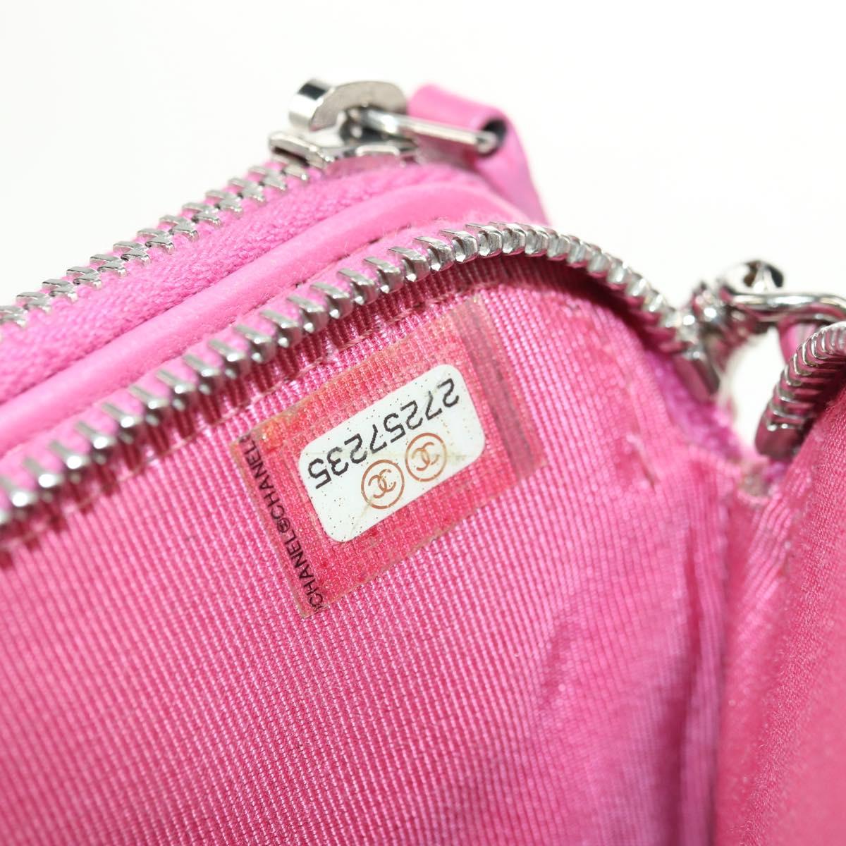CHANEL Chain Matelasse Shoulder Bag Lamb Skin Pink Silver CC Auth 181529SAV