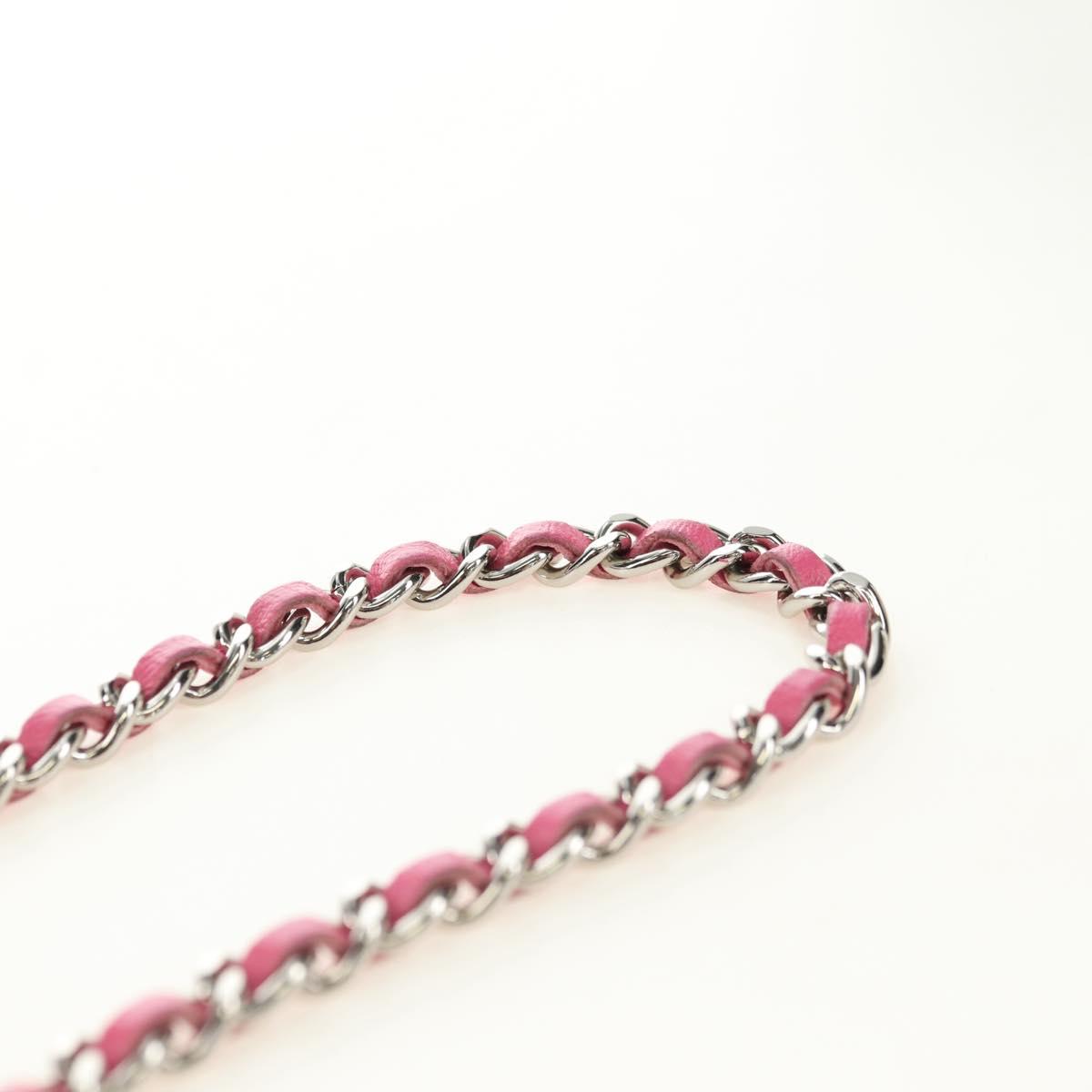 CHANEL Chain Matelasse Shoulder Bag Lamb Skin Pink Silver CC Auth 181529SAV