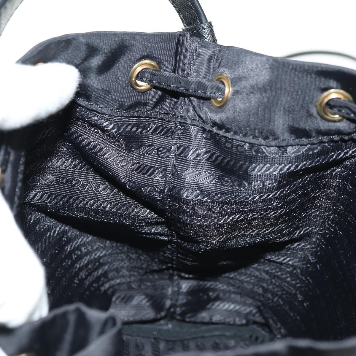 PRADA Purse Hand Bag Nylon 2way Black Gold Auth 181530SM