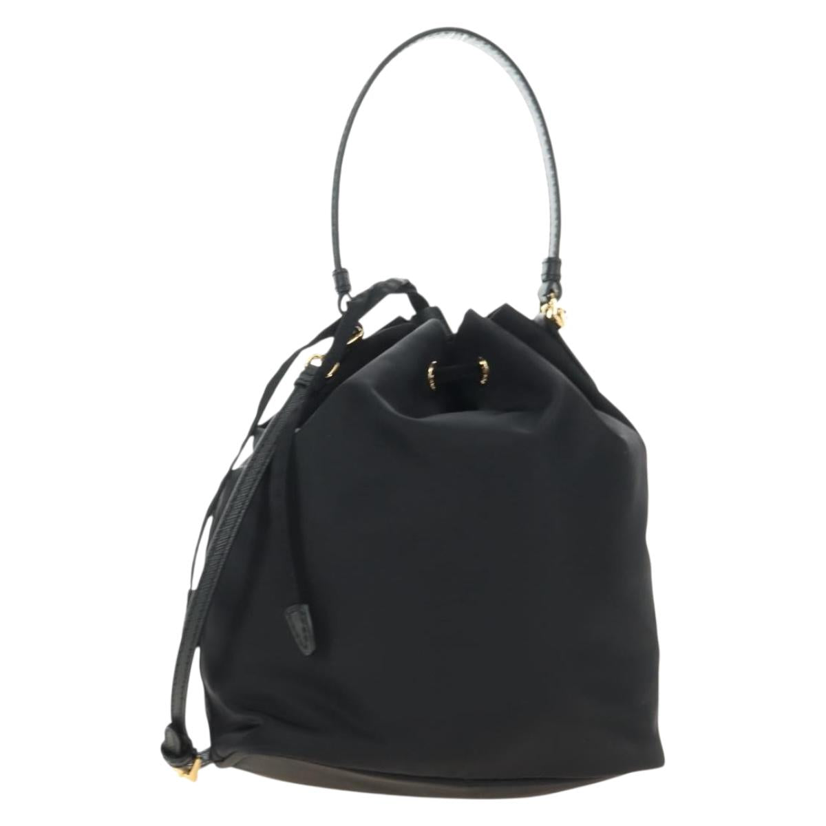 PRADA Purse Hand Bag Nylon 2way Black Gold Auth 181530SM