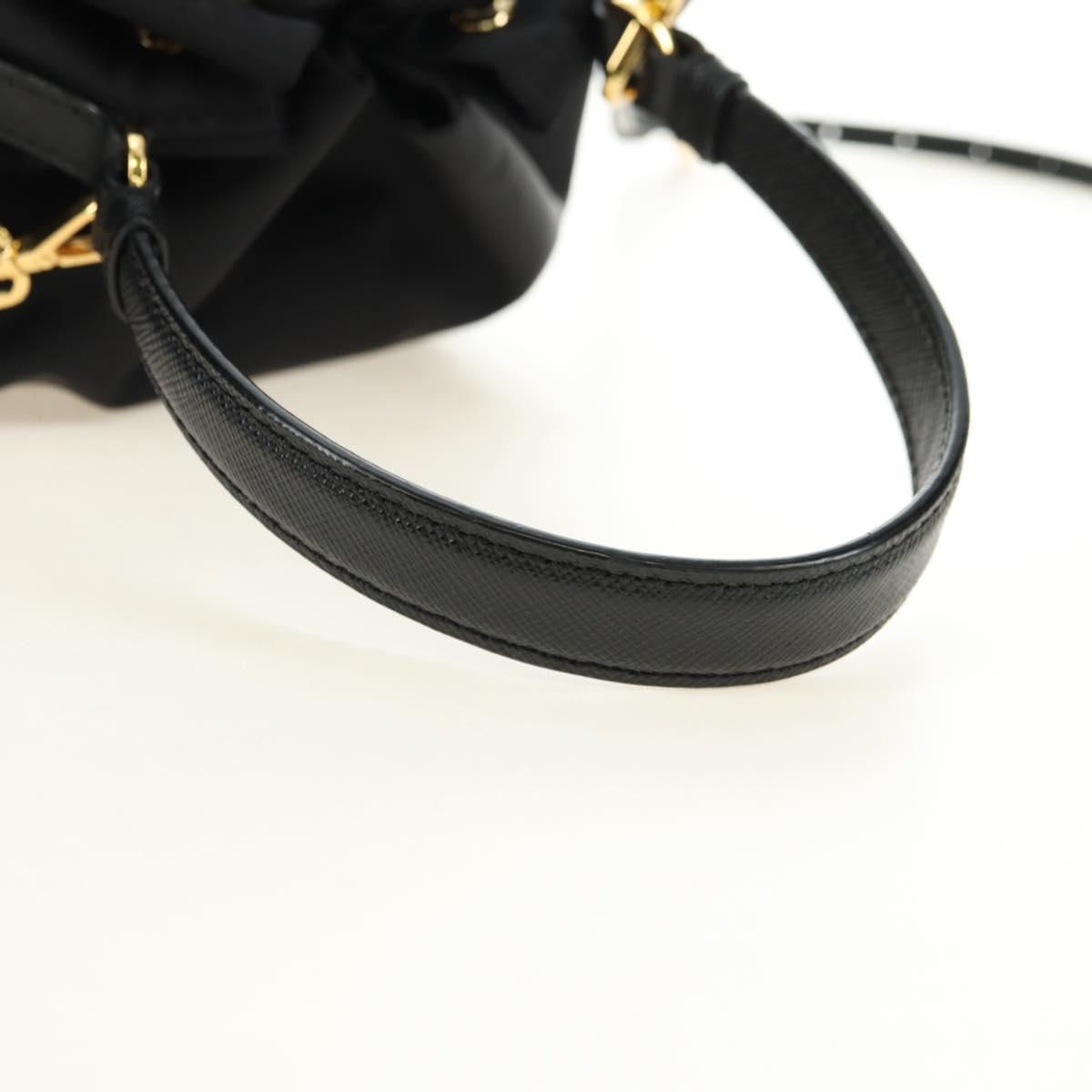 PRADA Purse Hand Bag Nylon 2way Black Gold Auth 181530SM