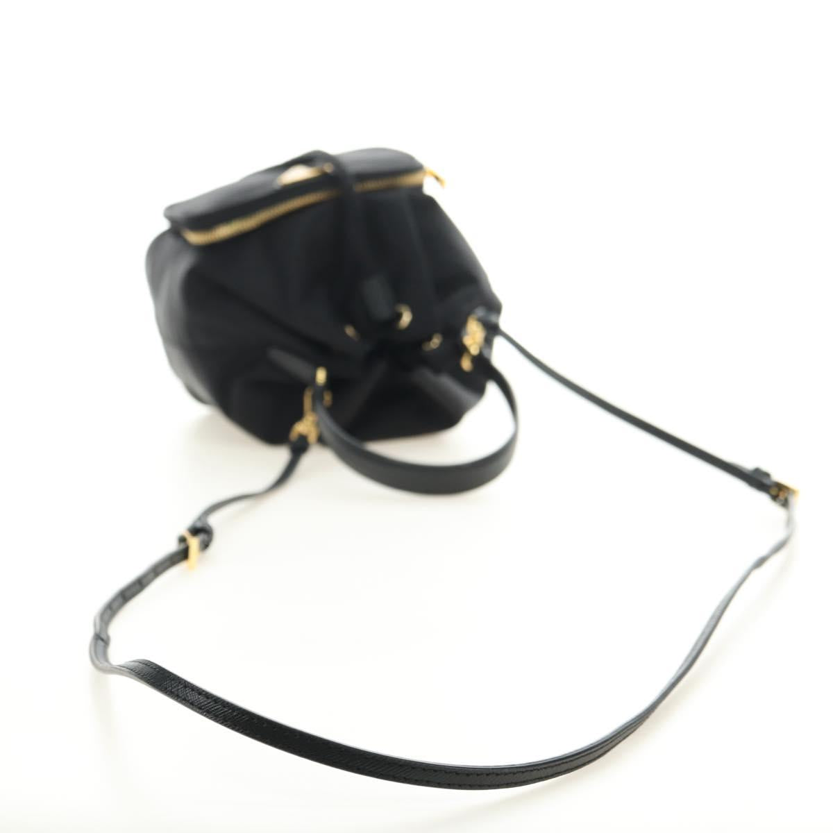 PRADA Purse Hand Bag Nylon 2way Black Gold Auth 181530SM