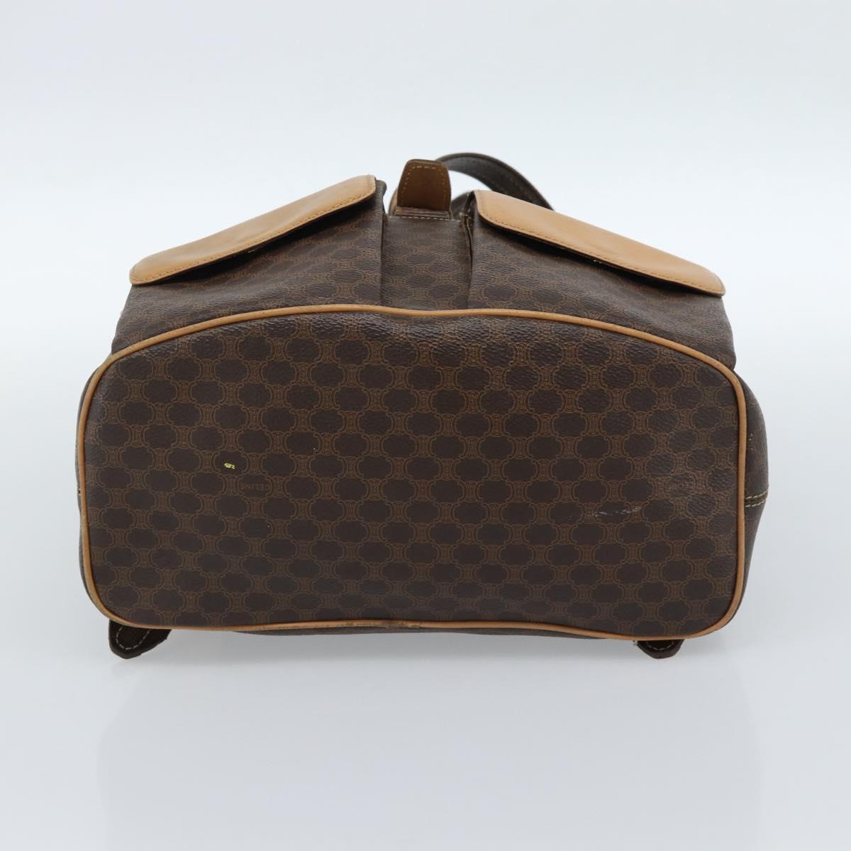 CELINE Macadam Canvas Backpack PVC Leather Brown Gold Auth 181532