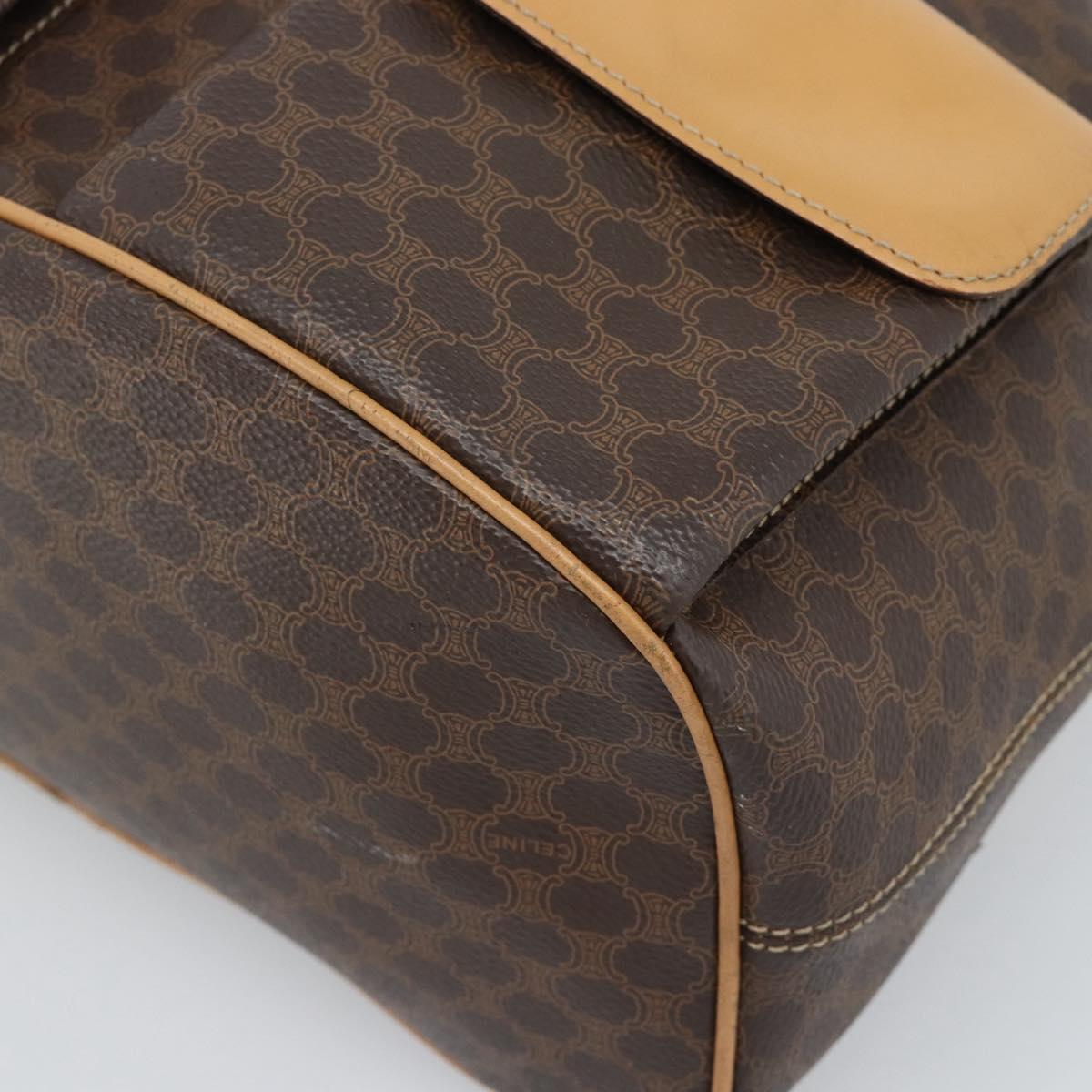 CELINE Macadam Canvas Backpack PVC Leather Brown Gold Auth 181532