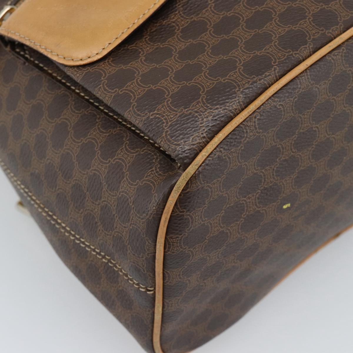 CELINE Macadam Canvas Backpack PVC Leather Brown Gold Auth 181532