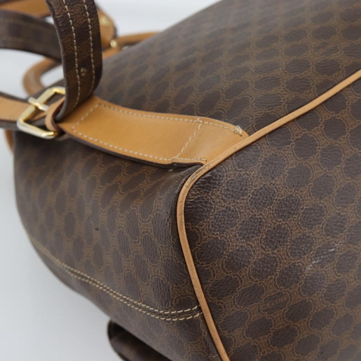 CELINE Macadam Canvas Backpack PVC Leather Brown Gold Auth 181532