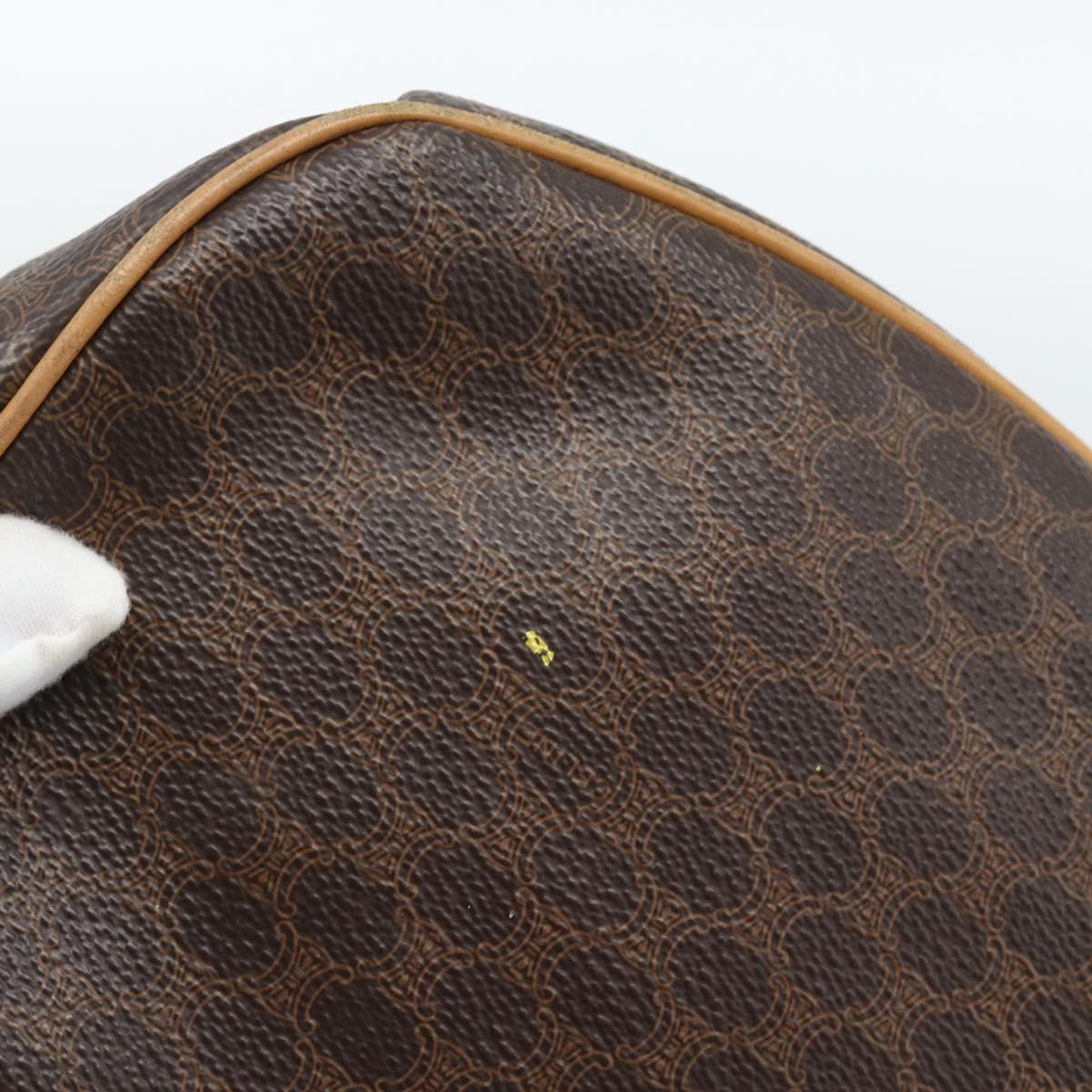 CELINE Macadam Canvas Backpack PVC Leather Brown Gold Auth 181532
