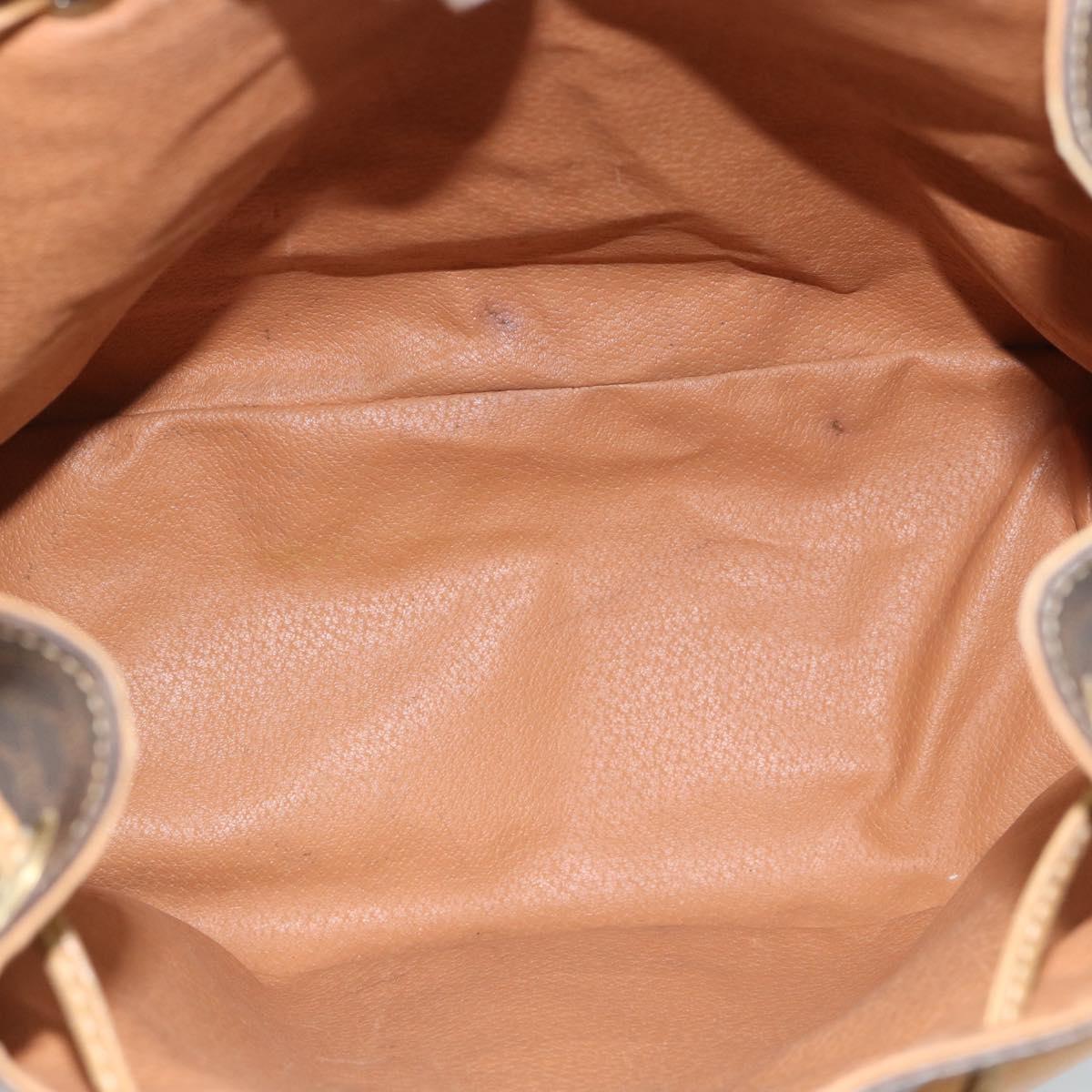 CELINE Macadam Canvas Backpack PVC Leather Brown Gold Auth 181532