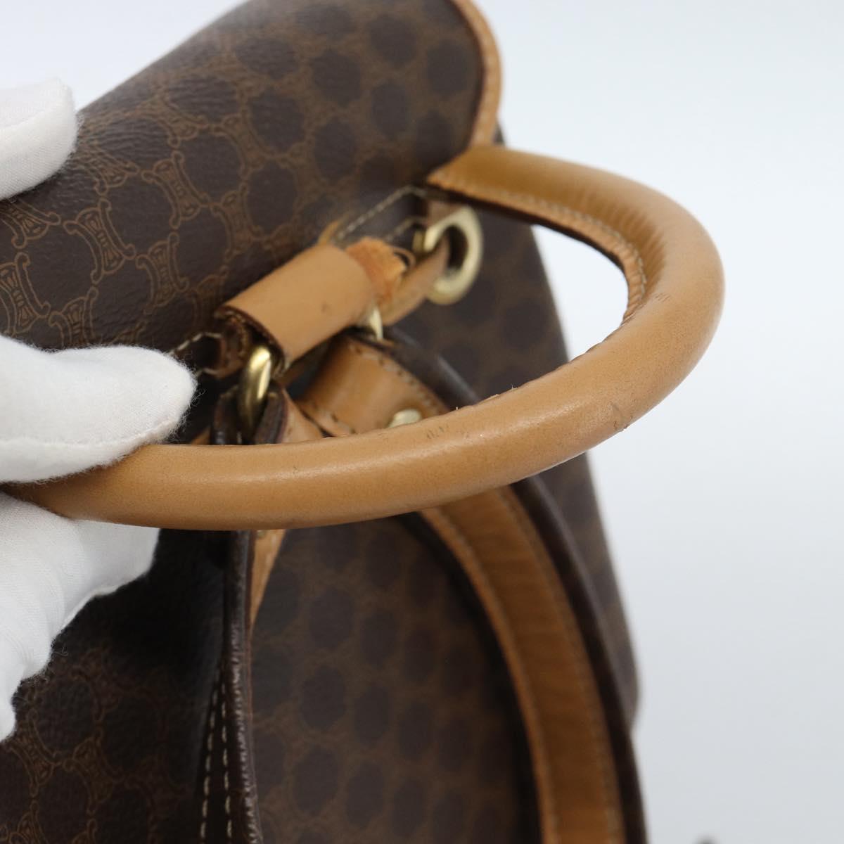 CELINE Macadam Canvas Backpack PVC Leather Brown Gold Auth 181532