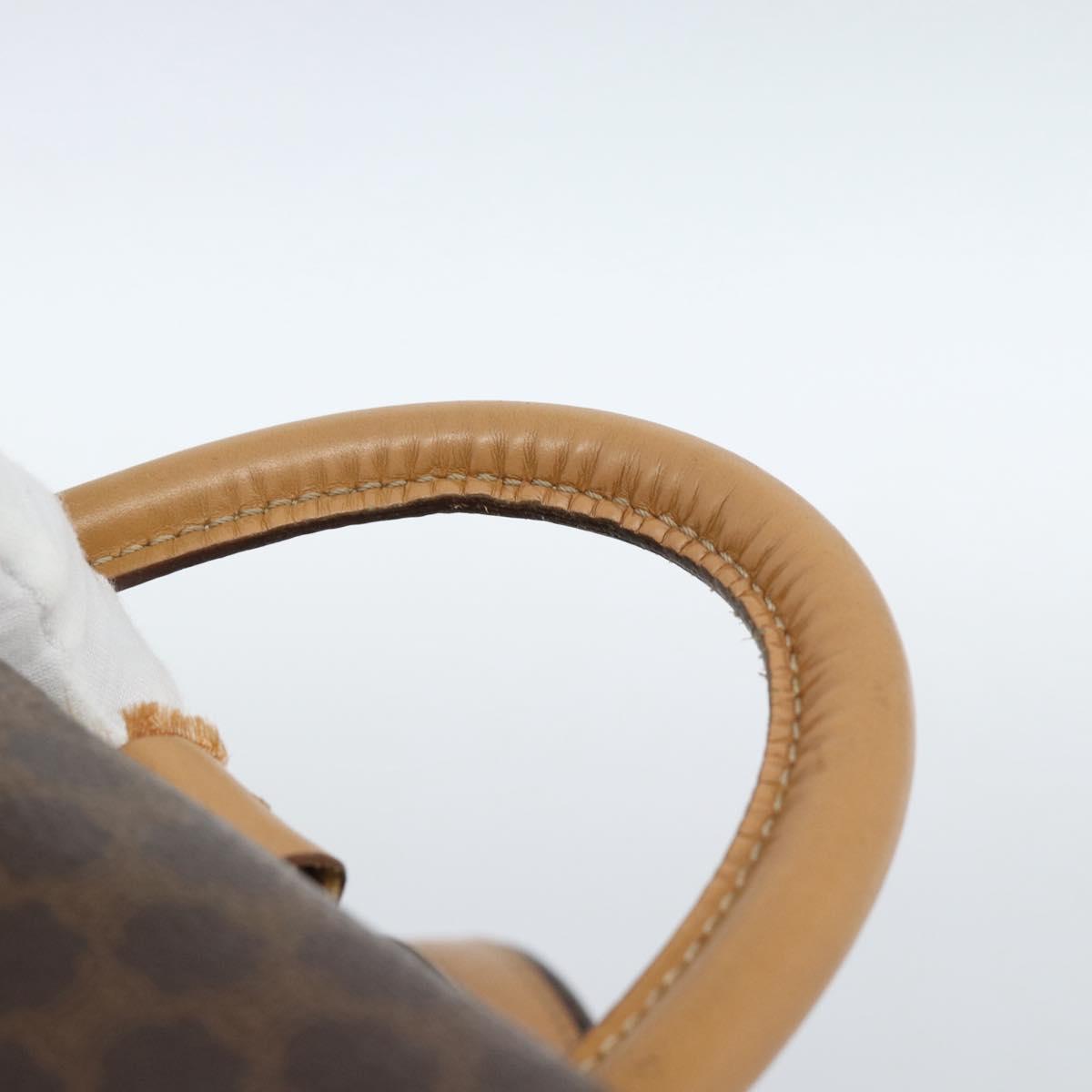 CELINE Macadam Canvas Backpack PVC Leather Brown Gold Auth 181532