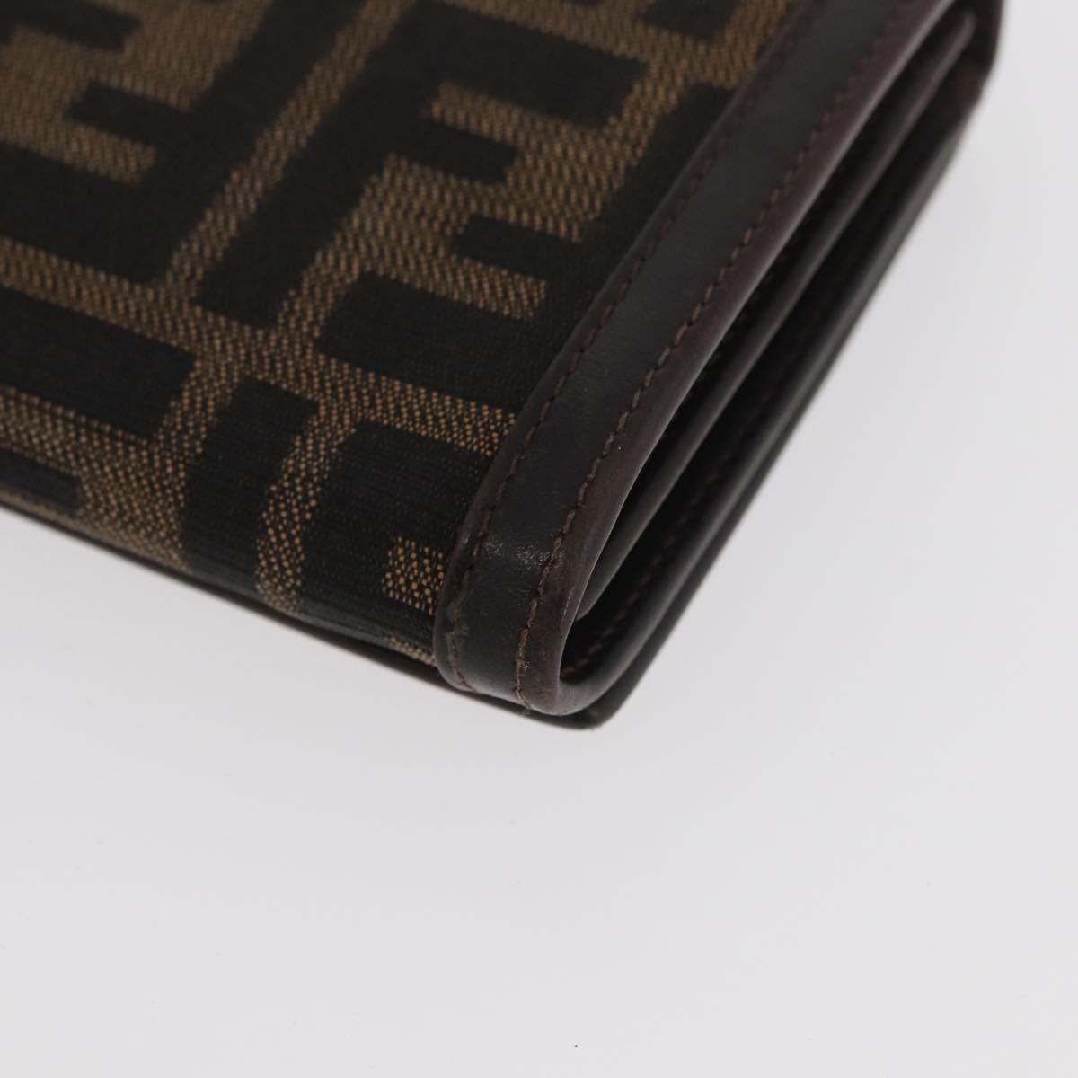 FENDI Zucca Canvas Long Wallet Black Brown Auth 181538