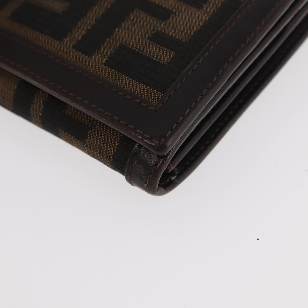 FENDI Zucca Canvas Long Wallet Black Brown Auth 181538