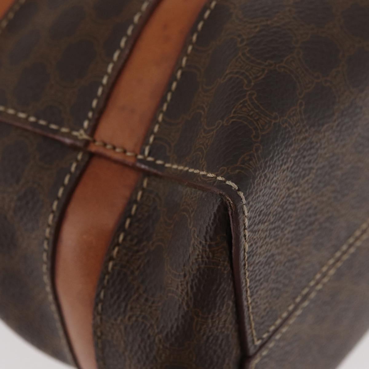 CELINE Macadam Canvas Hand Bag PVC Leather Brown Gold Auth 181540
