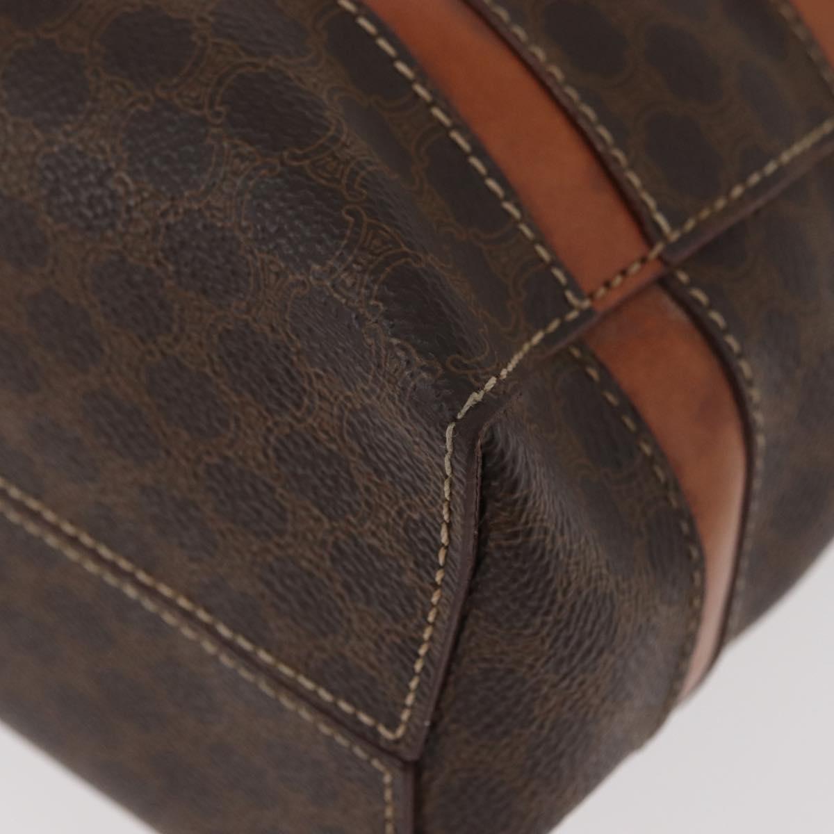 CELINE Macadam Canvas Hand Bag PVC Leather Brown Gold Auth 181540