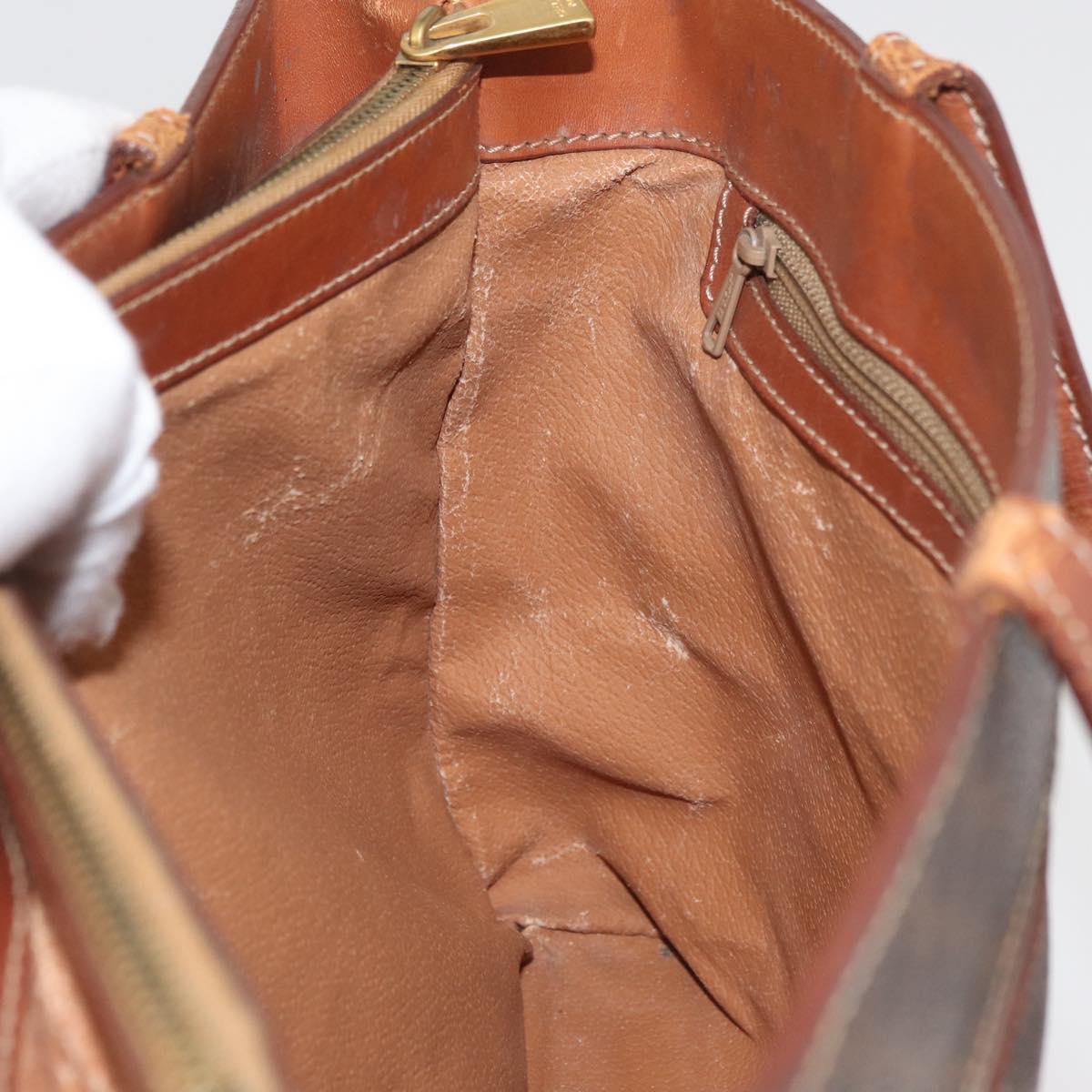 CELINE Macadam Canvas Hand Bag PVC Leather Brown Gold Auth 181540