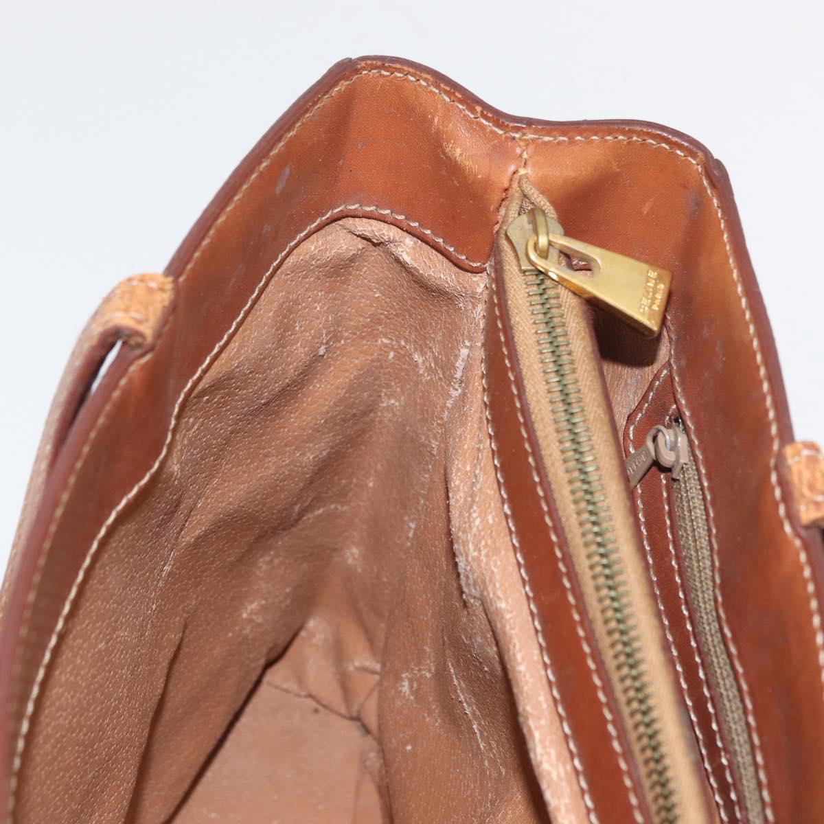 CELINE Macadam Canvas Hand Bag PVC Leather Brown Gold Auth 181540