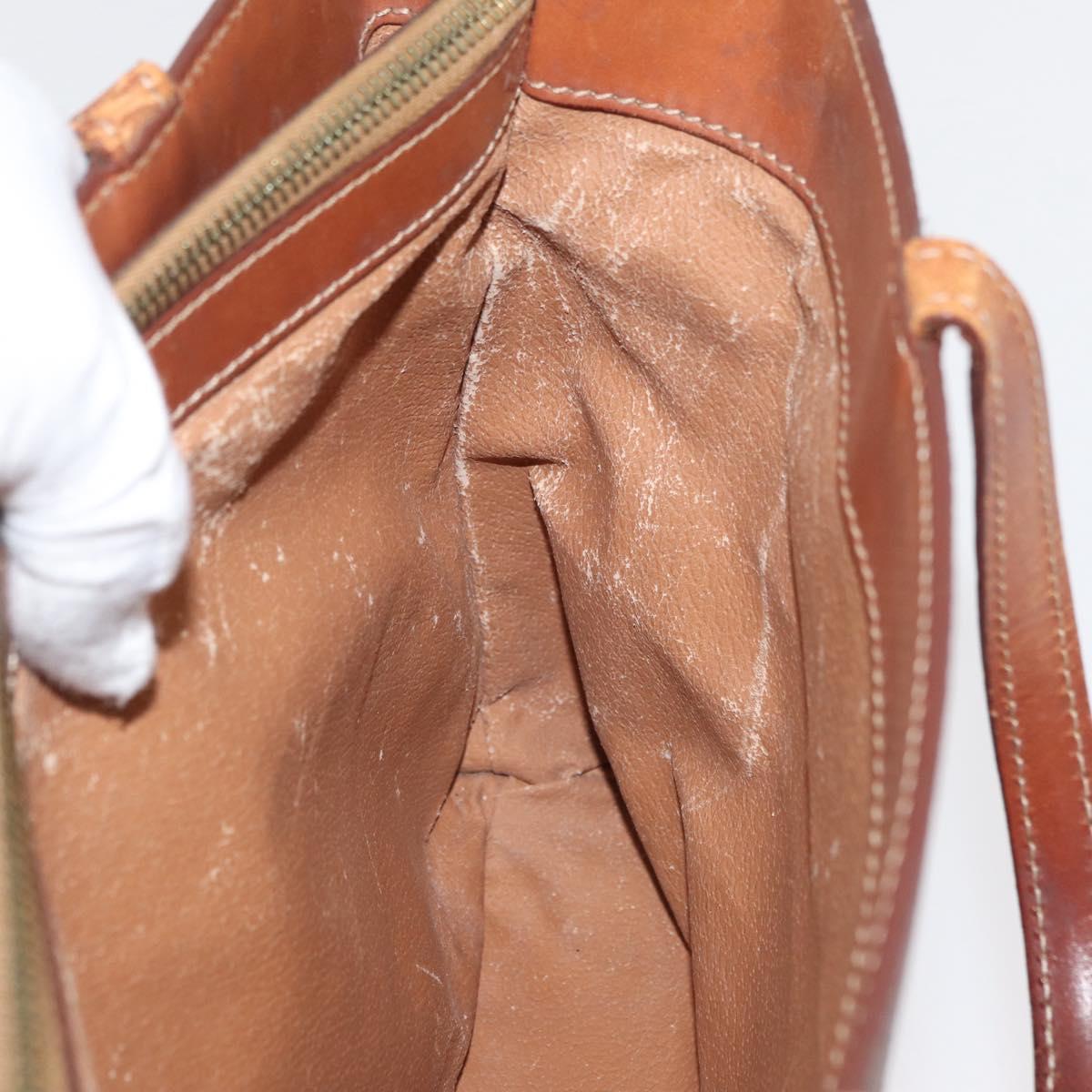 CELINE Macadam Canvas Hand Bag PVC Leather Brown Gold Auth 181540