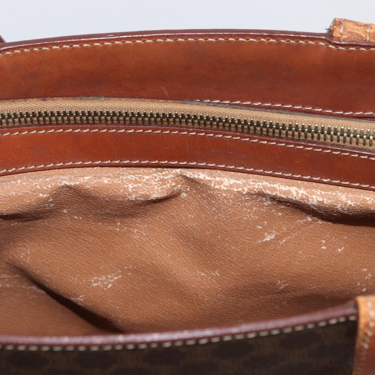 CELINE Macadam Canvas Hand Bag PVC Leather Brown Gold Auth 181540