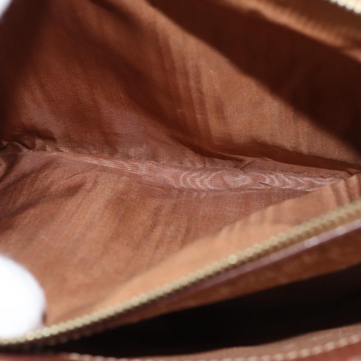 CELINE Macadam Canvas Hand Bag PVC Leather Brown Gold Auth 181540