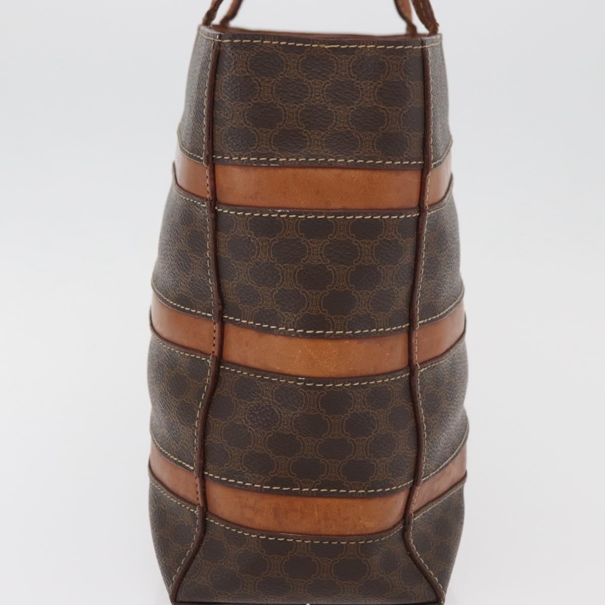 CELINE Macadam Canvas Hand Bag PVC Leather Brown Gold Auth 181540