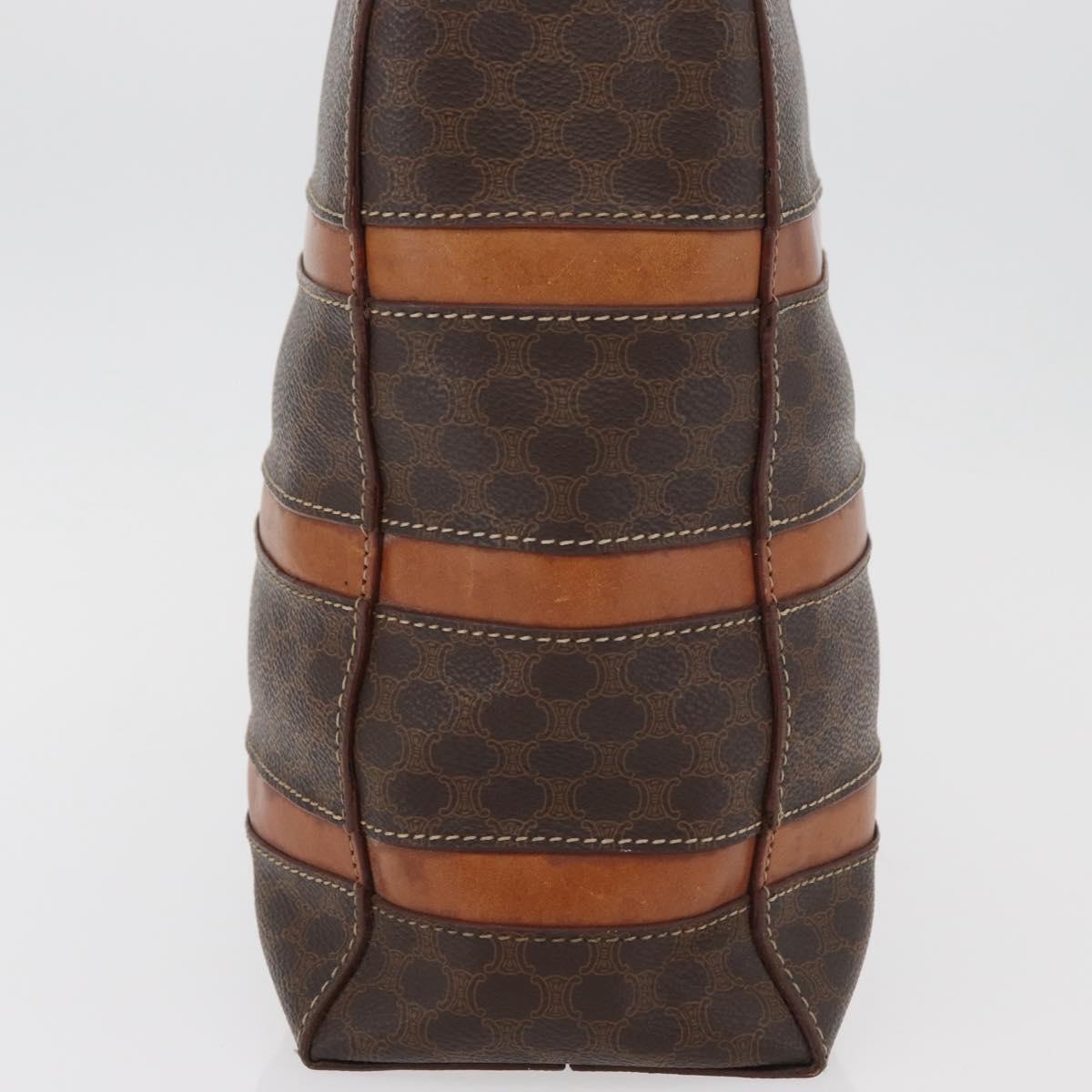 CELINE Macadam Canvas Hand Bag PVC Leather Brown Gold Auth 181540