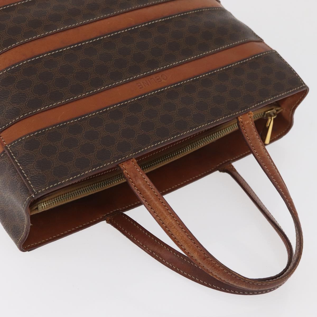 CELINE Macadam Canvas Hand Bag PVC Leather Brown Gold Auth 181540