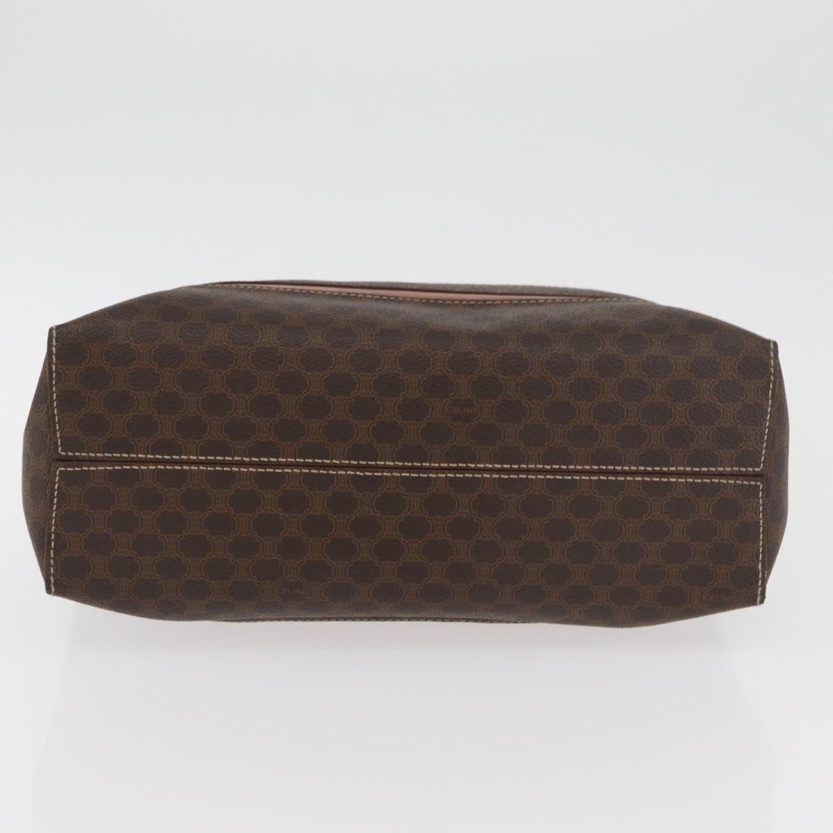 CELINE Macadam Canvas Hand Bag PVC Leather Brown Gold Auth 181540