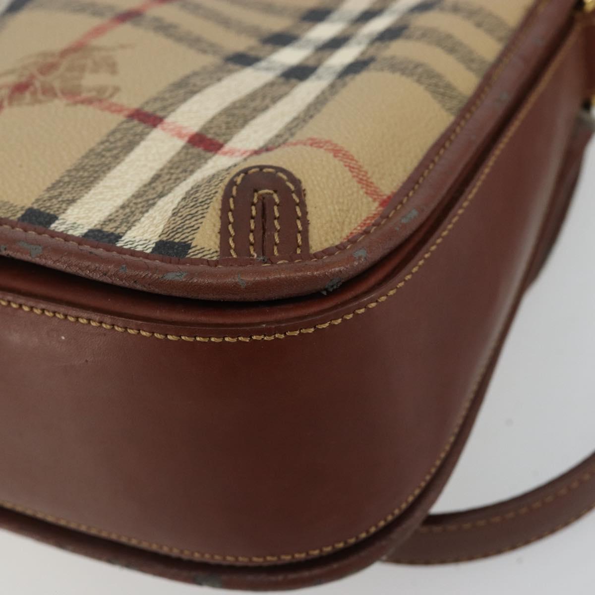 Burberrys Nova Check Shoulder Bag PVC Beige Gold Auth 181545