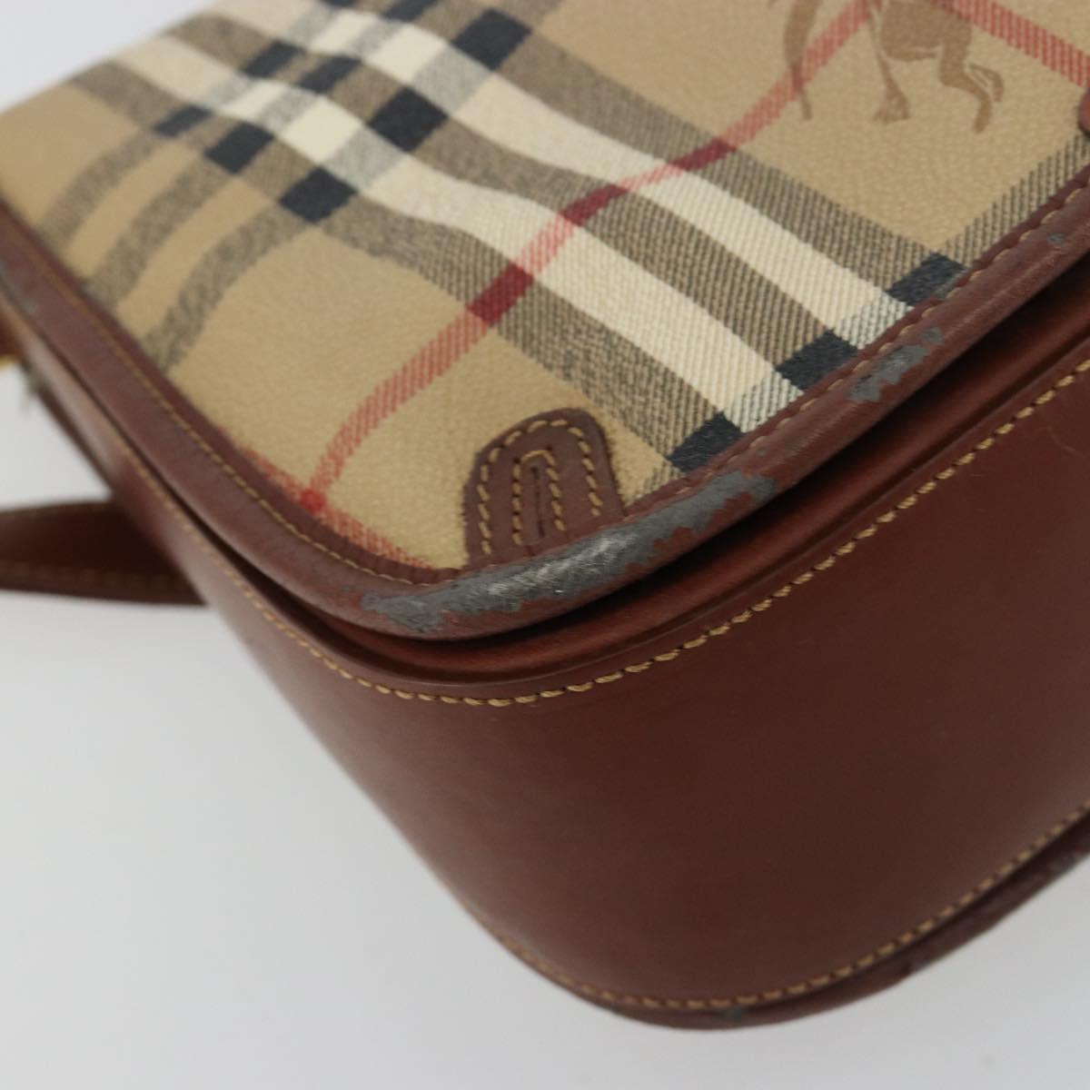 Burberrys Nova Check Shoulder Bag PVC Beige Gold Auth 181545
