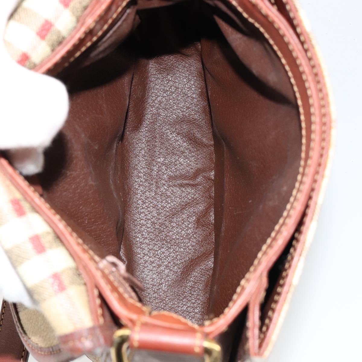 Burberrys Nova Check Shoulder Bag PVC Beige Gold Auth 181545