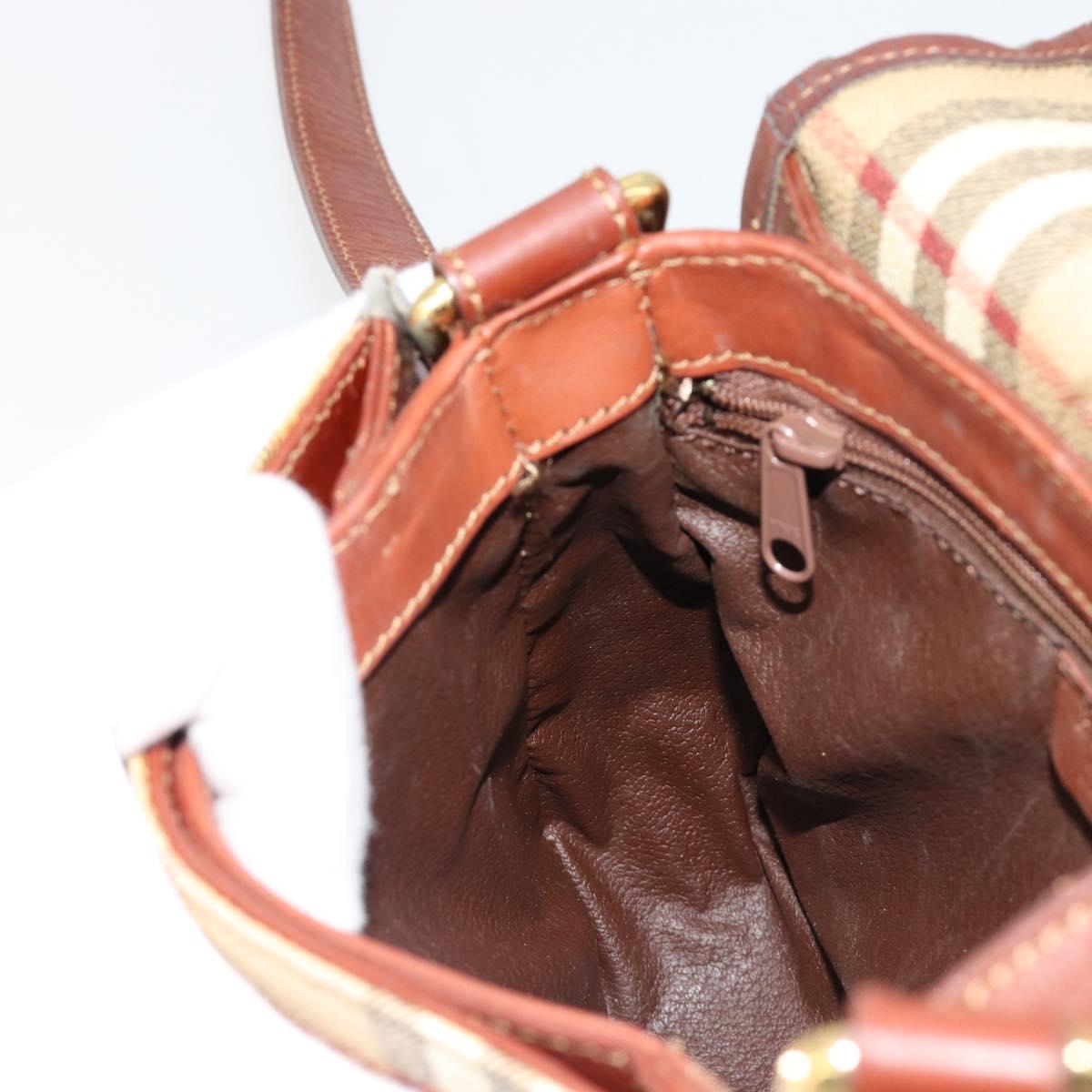 Burberrys Nova Check Shoulder Bag PVC Beige Gold Auth 181545