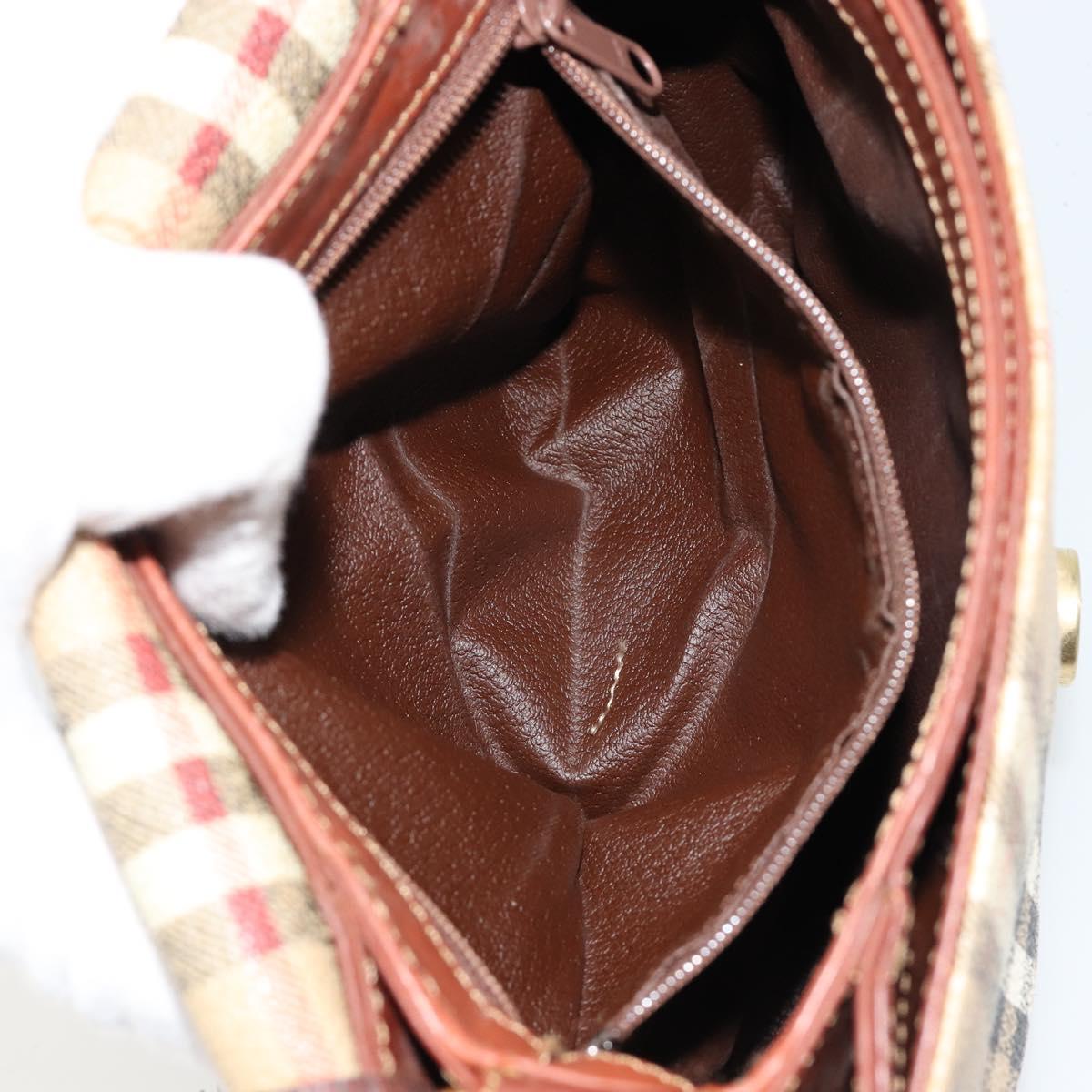 Burberrys Nova Check Shoulder Bag PVC Beige Gold Auth 181545