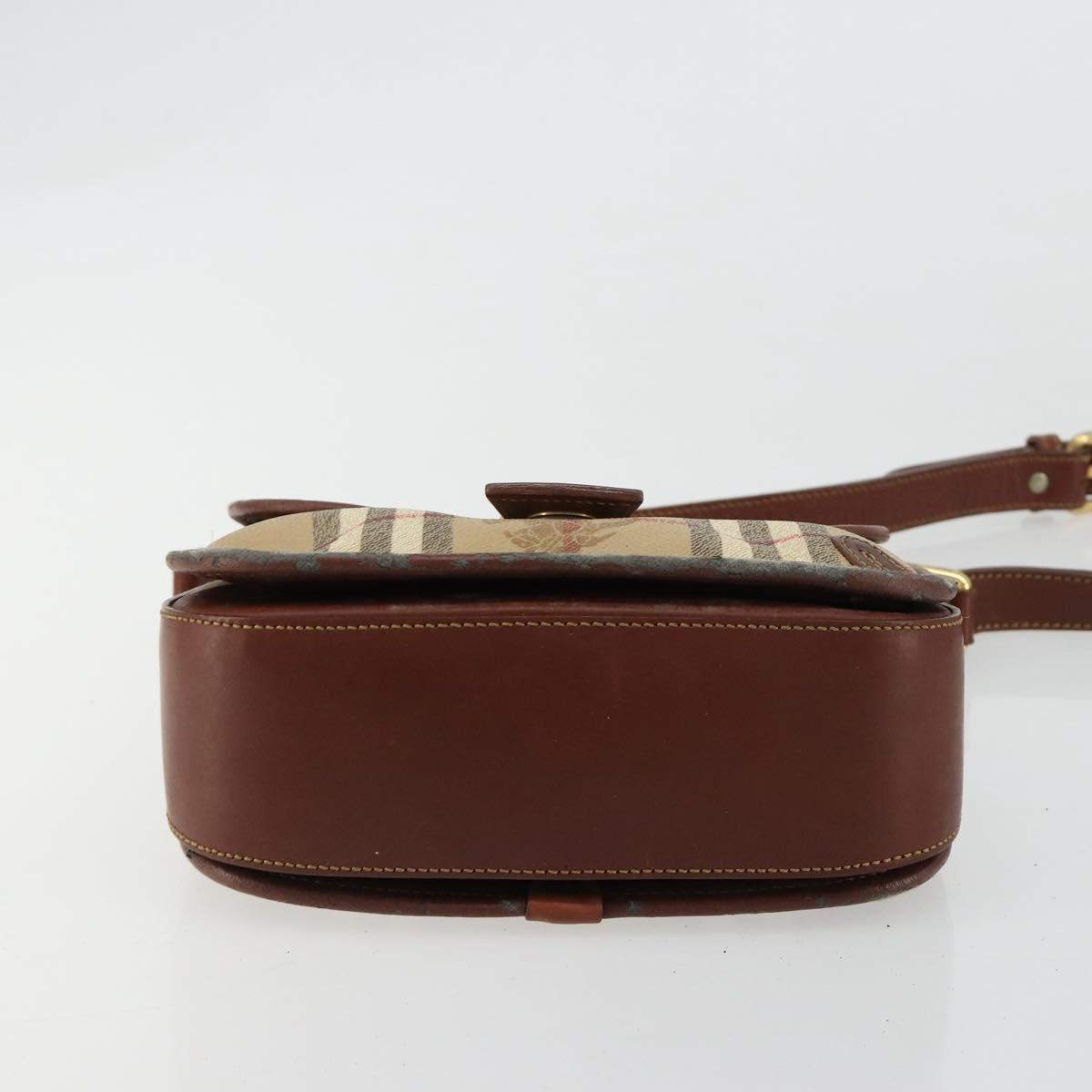 Burberrys Nova Check Shoulder Bag PVC Beige Gold Auth 181545