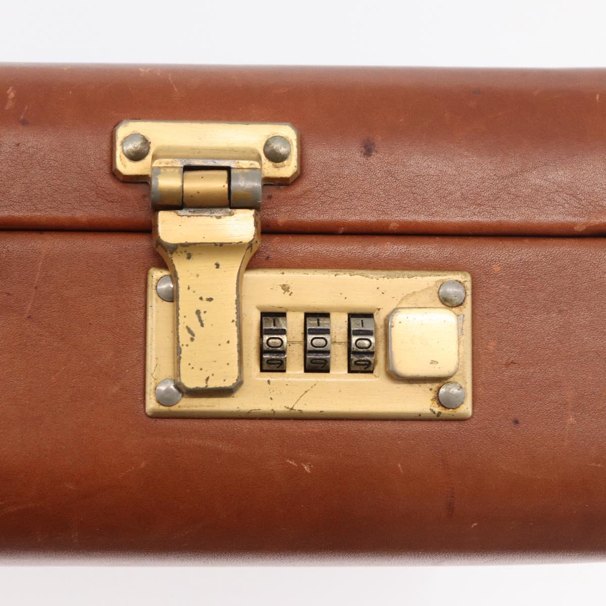 Coach Trunk Leather Brown Gold Auth 181552A