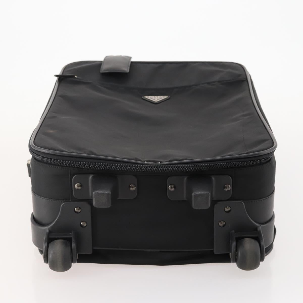 PRADA Suitcase Nylon Black Silver Auth 181553A