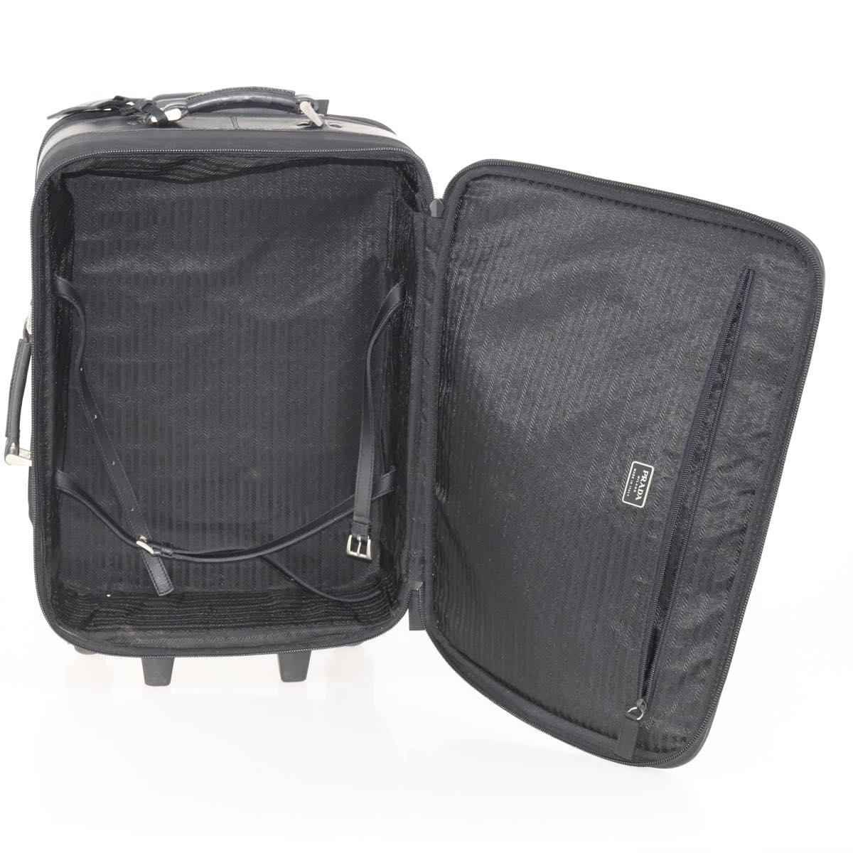 PRADA Suitcase Nylon Black Silver Auth 181553A