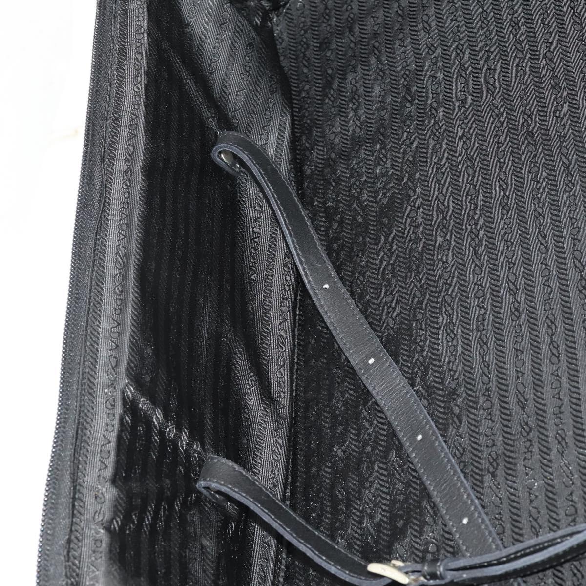 PRADA Suitcase Nylon Black Silver Auth 181553A