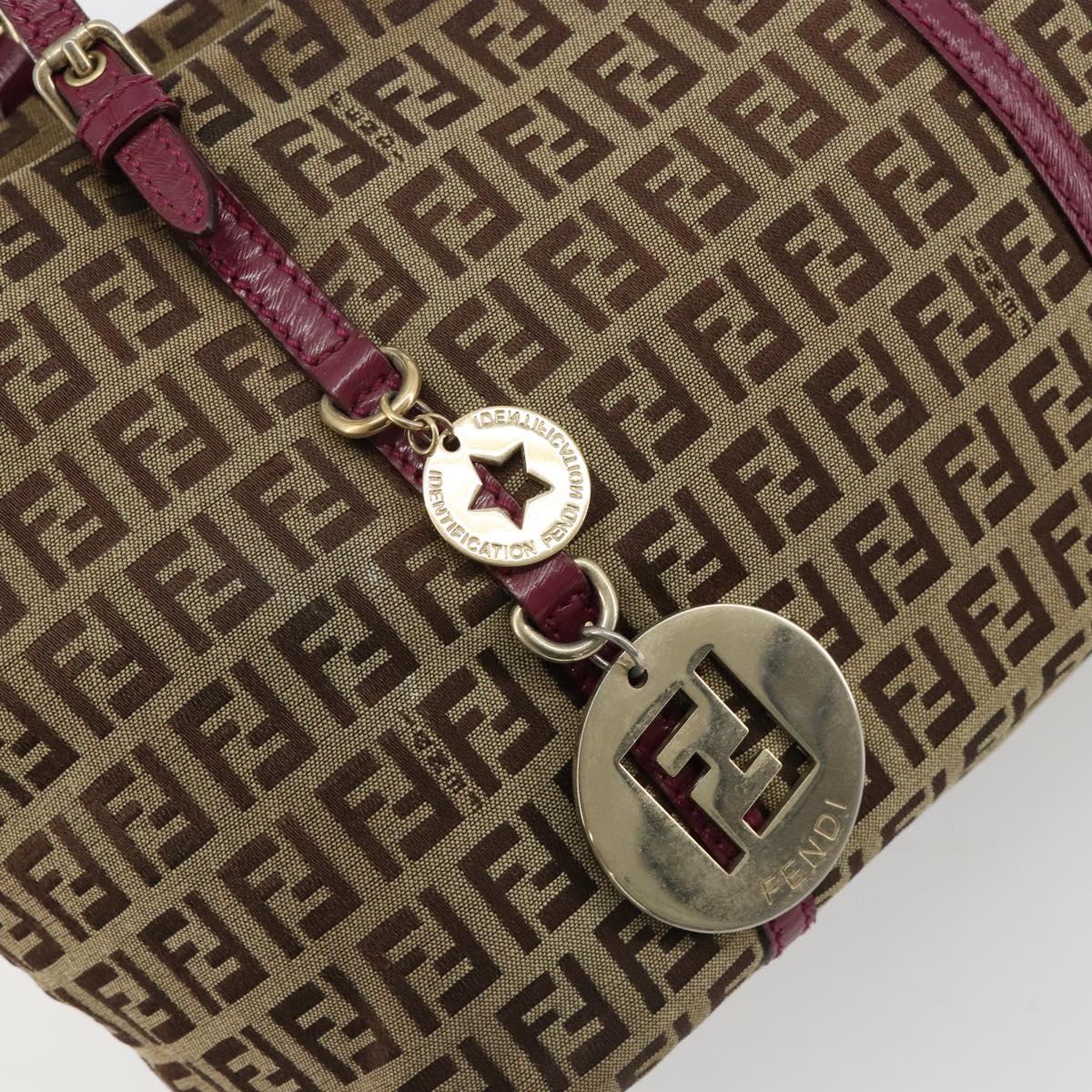FENDI Zucchino Canvas Hand Bag Beige Gold Auth 181558A