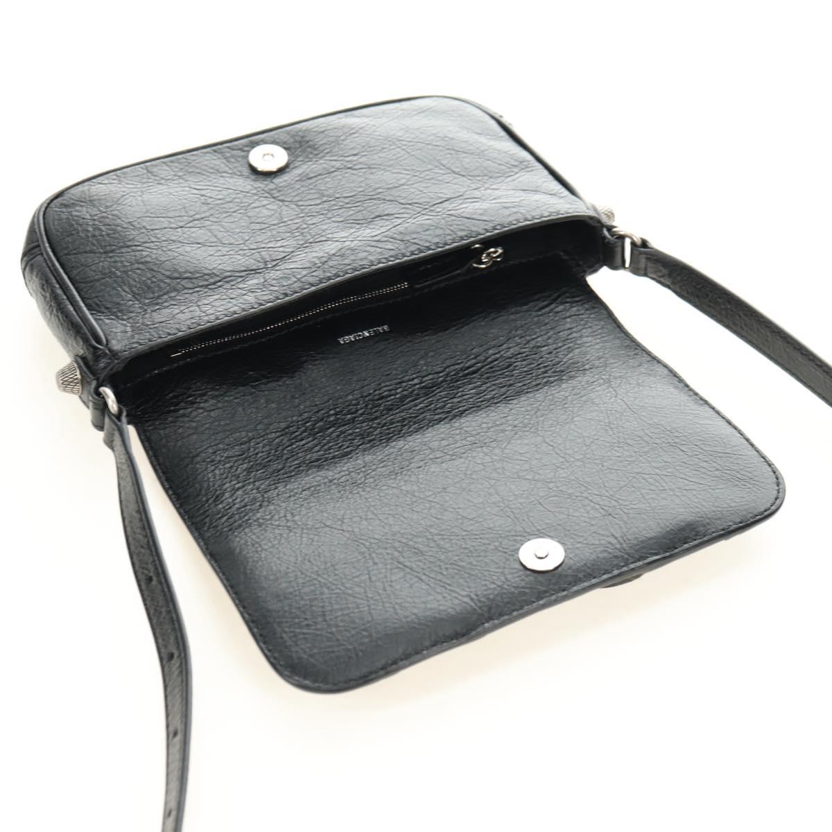 BALENCIAGA Le Cagole Shoulder Bag Leather Black Silver 781911 Auth 181560SAM