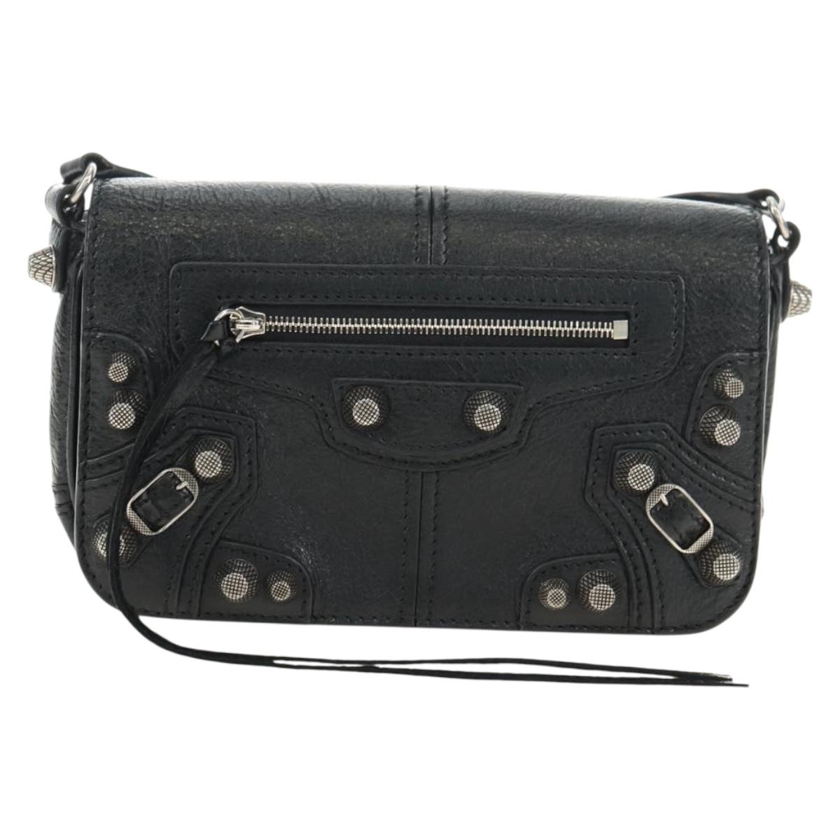BALENCIAGA Le Cagole Shoulder Bag Leather Black Silver 781911 Auth 181560SAM