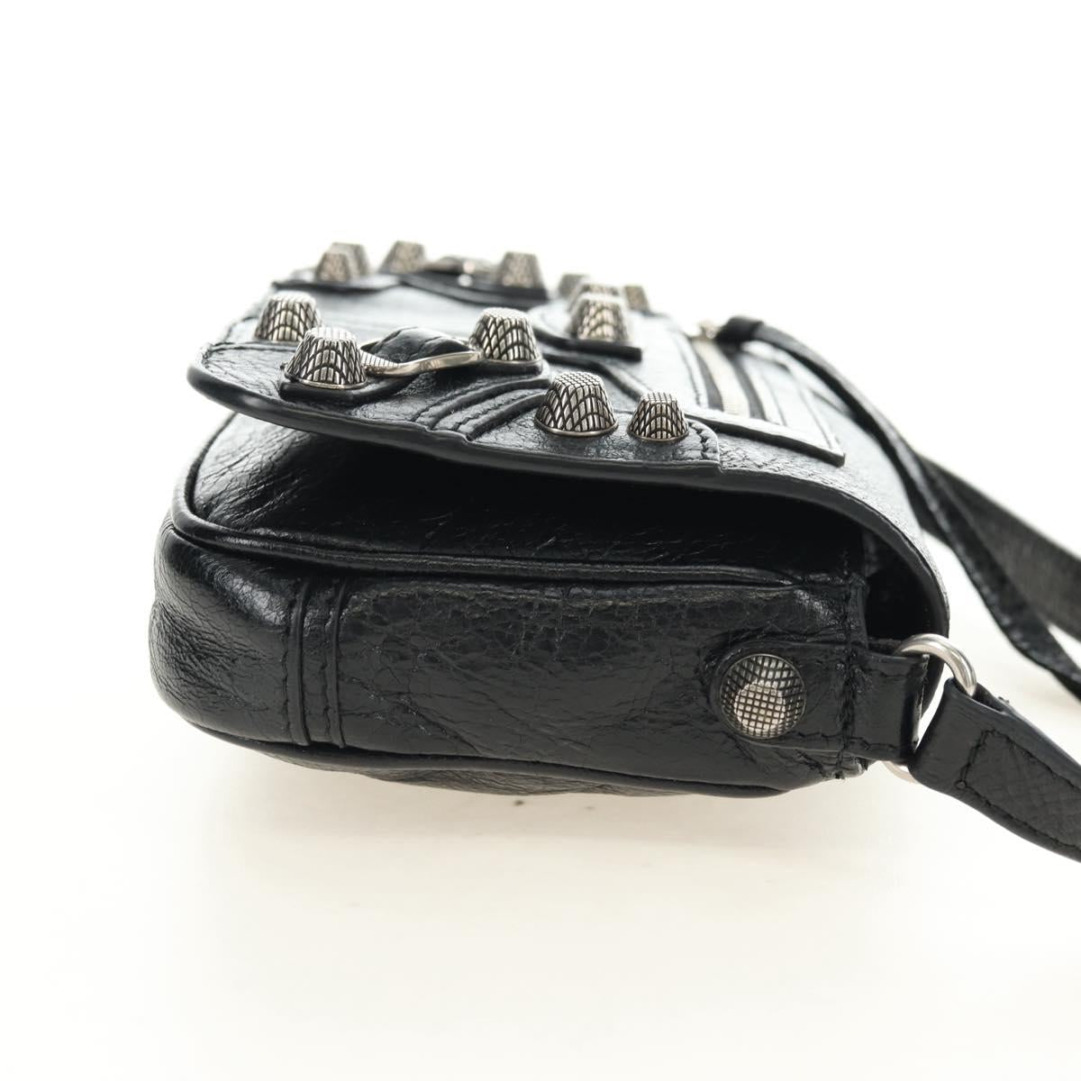 BALENCIAGA Le Cagole Shoulder Bag Leather Black Silver 781911 Auth 181560SAM