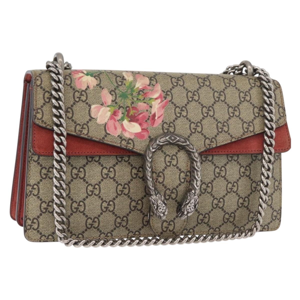 GUCCI GG Blooms Dionysus Shoulder Bag PVC Beige Silver 400249 Auth 181561A