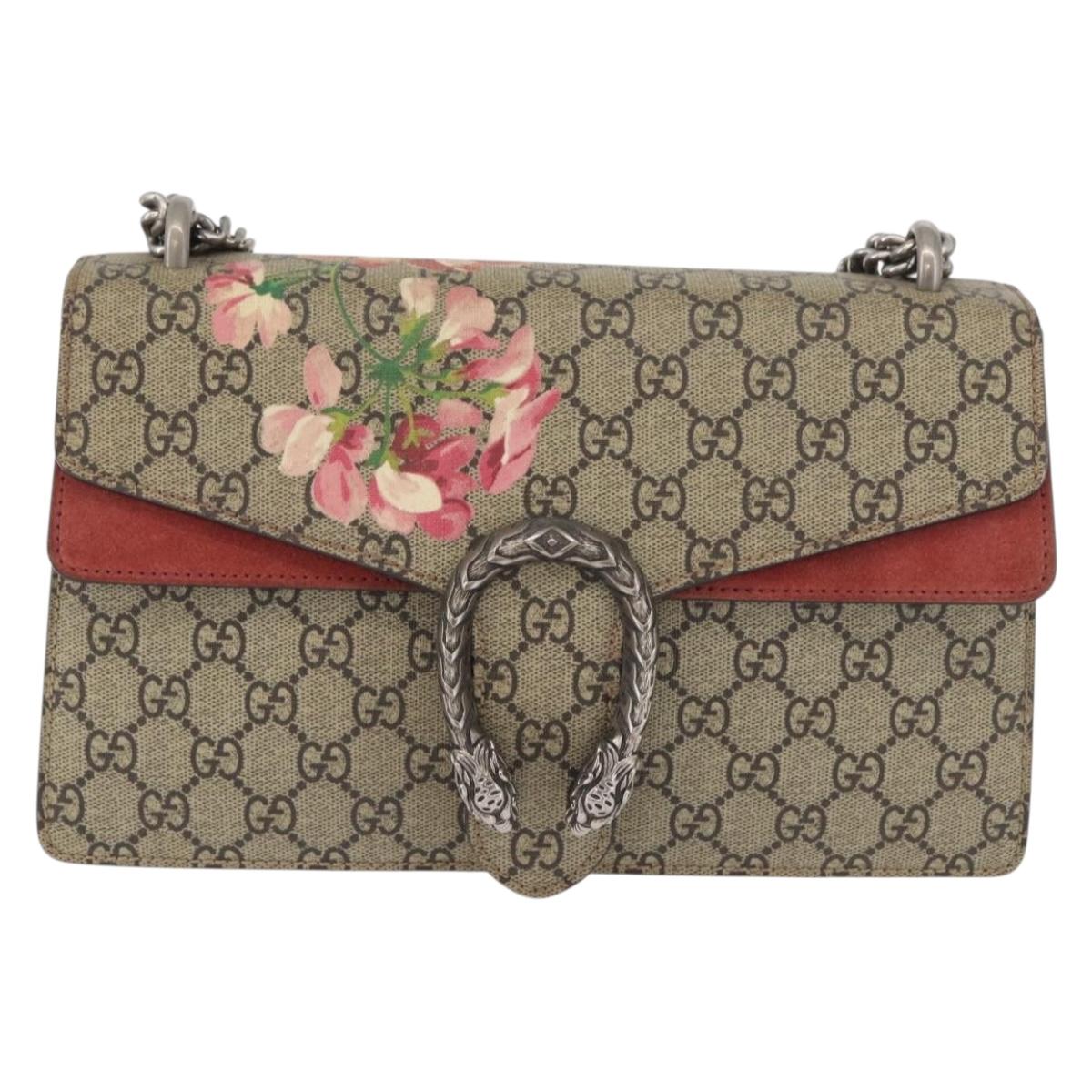 GUCCI GG Blooms Dionysus Shoulder Bag PVC Beige Silver 400249 Auth 181561A