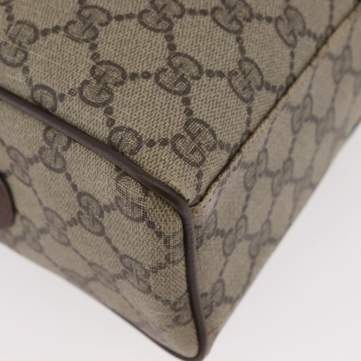 GUCCI GG Supreme Web Sherry Line Bag PVC Beige Gold 378 002 3839 Auth 181562
