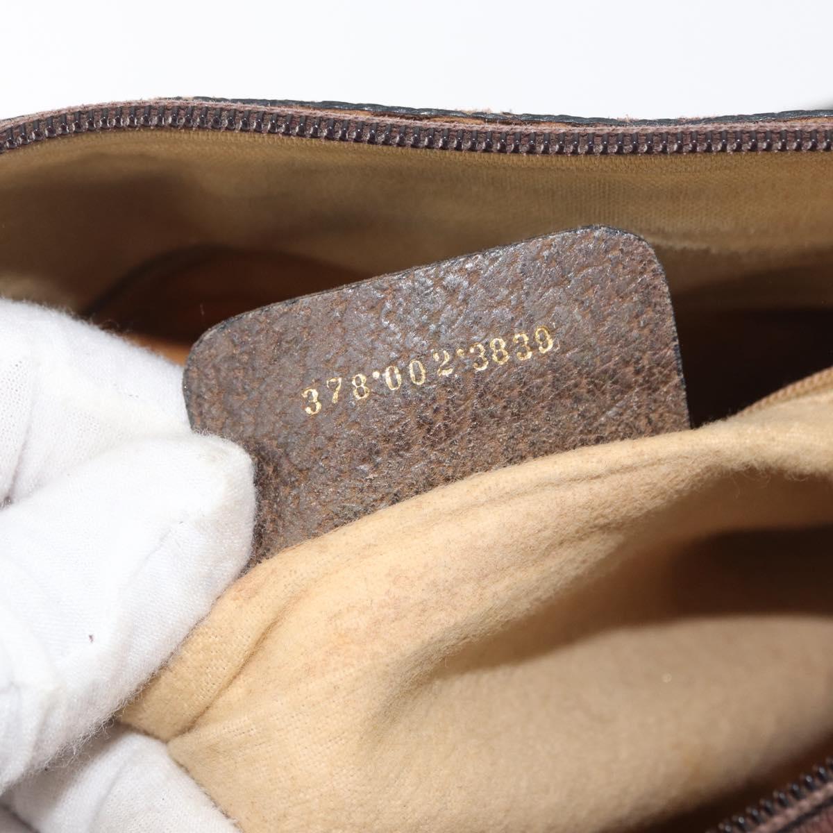 GUCCI GG Supreme Web Sherry Line Bag PVC Beige Gold 378 002 3839 Auth 181562