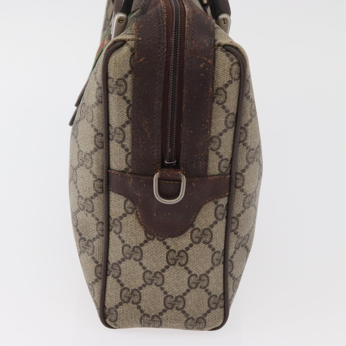 GUCCI GG Supreme Web Sherry Line Bag PVC Beige Gold 378 002 3839 Auth 181562